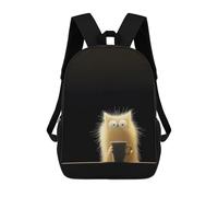 sinyumoney Zaini Scuola Per Bambini MARZO Borsa Da Scuola Stampato In 3D Per Ragazzi, Studenti Della Scuola E Del College, Crazy Cat With Coffee, 17"