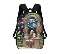 sinyumoney Zaini Scuola Per Bambini Waterfall Astronaut Space Borsa Scuola Stampato 3D Per Ragazzi Studenti Di Scuola Elementari E College, Apollo God Statua, 17"