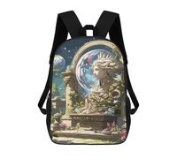 sinyumoney Zaini Scuola Per Bambini Waterfall Astronaut Space Borsa Scuola Stampato 3D Per Ragazzi Studenti Di Scuola Elementari E College, Spazio Apollo, 17"