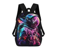 sinyumoney Zaini Scuola Per Bambini Waterfall Astronaut Space Borsa Scuola Stampato 3D Per Ragazzi Studenti Di Scuola Elementari E College, Astronaut Neon Light Color, 17"