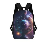 sinyumoney Zaini Scuola Per Bambini Waterfall Astronaut Space Borsa Scuola Stampato 3D Per Ragazzi Studenti Di Scuola Elementari E College, Space Earth Clock, 17"
