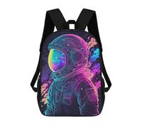 sinyumoney Zaini Scuola Per Bambini Waterfall Astronaut Space Borsa Scuola Stampato 3D Per Ragazzi Studenti Di Scuola Elementari E College, Neon Astronaut, 17"