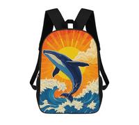 sinyumoney Zaini Scuola Per Bambini Whale Breaching Ocean Waves at Sunset Borsa Da Scuola Stampato In 3D Per Ragazzi, Studenti Della Scuola E Del College, Whale Breaching Ocean Waves At Sunset, 17"