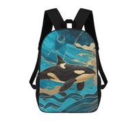 sinyumoney Zaini Scuola Per Bambini Whale Breaching Ocean Waves at Sunset Borsa Da Scuola Stampato In 3D Per Ragazzi, Studenti Della Scuola E Del College, Elegante Orca Whale In Ocean, 17"