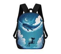 sinyumoney Zaini Scuola Per Bambini Whale Shark in The Deep Borsa Da Scuola Stampato 3D Per Ragazzi Studenti Di Scuola Elementari E College, Dream Night Fantasy, 17"