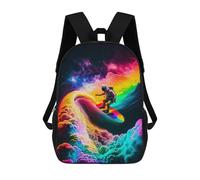 sinyumoney Zaini Space Surfer Rainbow Wave Zaino Scolastico Per Bambini Borsa Scolastica Borse Scolastiche Stampate in 3D Per Ragazzi Studenti Delle Scuole Elementari E Medie 17inch