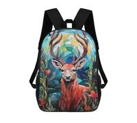 sinyumoney Zaini Stained Glass Deer Portrait Zaino Scolastico Per Bambini Borsa Scolastica Borse Scolastiche Stampate in 3D Per Ragazzi Studenti Delle Scuole Elementari E Medie 17inch