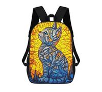 sinyumoney Zaini Stained Glass Kitten Zaino Scolastico Per Bambini Borsa Scolastica Borse Scolastiche Stampate in 3D Per Ragazzi Studenti Delle Scuole Elementari E Medie 17inch