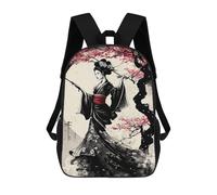 sinyumoney Zaini Stampati 3D Natura Cherry Blossoms Zaini Per Bambini, Borse Da Scuola, Borse Da Viaggio Carine, Zaini Casual Per Ragazzi, Geisha Cherry Blossom, 17"