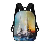 sinyumoney Zaini Stampati 3D Natura Cherry Blossoms Zaini Per Bambini, Borse Da Scuola, Borse Da Viaggio Carine, Zaini Casual Per Ragazzi, Sailboats At Dusk, 17"