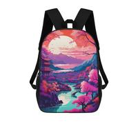 sinyumoney Zaini Stampati 3D Natura Cherry Blossoms Zaini Per Bambini, Borse Da Scuola, Borse Da Viaggio Carine, Zaini Casual Per Ragazzi, Colorful Sunset In The Lak, 17"