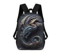sinyumoney Zaini Stampati 3D Per Bambini A Tree House on Lake Borse Per Libri Ragazzo Ragazza Borsa Scuola Per Bambini Zaino Con Grandi Tasche Per La Scuola, Dragon Wings Art Deco, 17"