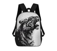 sinyumoney Zaini Stampati 3D Per Bambini A Tree House on Lake Borse Per Libri Ragazzo Ragazza Borsa Scuola Per Bambini Zaino Con Grandi Tasche Per La Scuola, Tiger Black And White, 17"