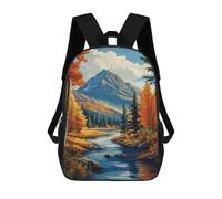 sinyumoney Zaini Stampati 3D Per Bambini A Tree House on Lake Borse Per Libri Ragazzo Ragazza Borsa Scuola Per Bambini Zaino Con Grandi Tasche Per La Scuola, Autumn Mountain River, 17"