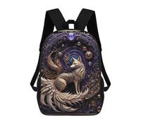 sinyumoney Zaini Stampati 3D Per Bambini A Tree House on Lake Borse Per Libri Ragazzo Ragazza Borsa Scuola Per Bambini Zaino Con Grandi Tasche Per La Scuola, Cosmic Golden Fox Art Deco, 17"