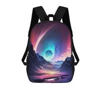 sinyumoney Zaini Stampati 3D Per Bambini Aurora Sunset Mountain Borse Per Libri Ragazzo Ragazza Borsa Scuola Per Bambini Zaino Con Grandi Tasche Per La Scuola, Planet Mountain Trek, 17"