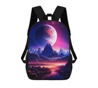 sinyumoney Zaini Stampati 3D Per Bambini Aurora Sunset Mountain Borse Per Libri Ragazzo Ragazza Borsa Scuola Per Bambini Zaino Con Grandi Tasche Per La Scuola, Galactic Luna Wilderness, 17"