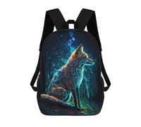 sinyumoney Zaini Stampati 3D Per Bambini Cat Scuola Per Bambini Borsa Da Viaggio Borsa Libri Alla Moda Grande Zaino, Paint The Fox In Forest, 17"