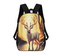 sinyumoney Zaini Stampati 3D Per Bambini Cat Scuola Per Bambini Borsa Da Viaggio Borsa Libri Alla Moda Grande Zaino, Painting A Deer Animal, 17"