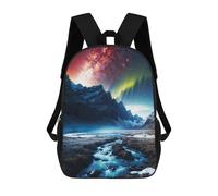 sinyumoney Zaini Stampati 3D Per Bambini Cute Corgi Dog Luminoso Borsa Da Scuola Per Bambini Borsa Da Viaggio Borsa Libri Alla Moda Grande Zaino, Aurora Over The Stream, 17"