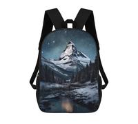 sinyumoney Zaini Stampati 3D Per Bambini Cute Corgi Dog Luminoso Borsa Da Scuola Per Bambini Borsa Da Viaggio Borsa Libri Alla Moda Grande Zaino, Mountain Peak Snow Night, 17"