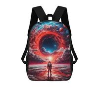 sinyumoney Zaini Stampati 3D Per Bambini Drifting In Outer Space Borse Per Libri Ragazzo Ragazza Borsa Scuola Per Bambini Zaino Con Grandi Tasche Per La Scuola, Black Hole Space Astronaut, 17"