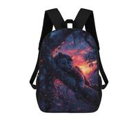 sinyumoney Zaini Stampati 3D Per Bambini Fantasy Labrador: Zaino scolastico carino per ragazzi, ideale per attività all'aria aperta e uscite al college, Panther Lying Tree Sunset, 17"