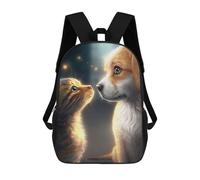 sinyumoney Zaini Stampati 3D Per Bambini Floreali Rose: Zaino Scuola Carino Per Ragazzi Ideale Per Attività All'aperto E Uscite Al College, Best Friends Cat And Dog, 17"