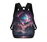 sinyumoney Zaini Stampati 3D Per Bambini Mountain Nebula Galaxy Borse Per Libri Ragazzo Ragazza Borsa Scuola Per Bambini Zaino Con Grandi Tasche Per La Scuola, Nebula Planet Realm, 17"