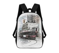 sinyumoney Zaini Stampati 3D Per Bambini OTTAWA 4 Borse Per Libri Ragazzo Ragazza Borsa Scuola Per Bambini Zaino Con Grandi Tasche Per La Scuola, Red Tram In The City, 17"