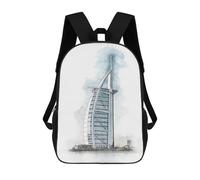 sinyumoney Zaini Stampati 3D Per Bambini OTTAWA 4 Borse Per Libri Ragazzo Ragazza Borsa Scuola Per Bambini Zaino Con Grandi Tasche Per La Scuola, Burj Al Arab, 17"