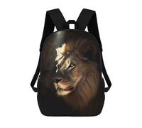 sinyumoney Zaini Stampati 3D Per Bambini Pizza Starry Night Borsa Da Scuola Per Bambini, Borsa Da Viaggio, Borsa Per Libri Alla Moda Grande Zaino, Majestic Lion In Dark Cave, 17"