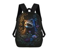 sinyumoney Zaini Stampati 3D Per Bambini Pizza Starry Night Borsa Da Scuola Per Bambini, Borsa Da Viaggio, Borsa Per Libri Alla Moda Grande Zaino, Fantasy Raccoon Magic, 17"
