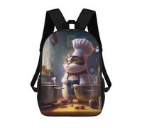 sinyumoney Zaini Stampati 3D Per Bambini Pizza Starry Night Borsa Da Scuola Per Bambini, Borsa Da Viaggio, Borsa Per Libri Alla Moda Grande Zaino, Funny Cat Chef Cook, 17"