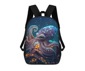 sinyumoney Zaini Stampati 3D Per Bambini Pizza Starry Night Borsa Da Scuola Per Bambini, Borsa Da Viaggio, Borsa Per Libri Alla Moda Grande Zaino, Magical Octopus Fantasy, 17"