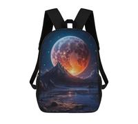 sinyumoney Zaini Stampati 3D Per Bambini Red Fantasy Space Tree Borse Per Libri Ragazzo Ragazza Borsa Scuola Per Bambini Zaino Con Grandi Tasche Per La Scuola, Majestic Full Moon, 17"