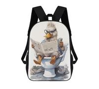 sinyumoney Zaini Stampati 3D Per Bambini Weimaraner Starry Night Libri Borse Per Bambini Borsa Da Scuola Zaino Con Grandi Tasche Per La Scuola, Duck On Toilet, 17"
