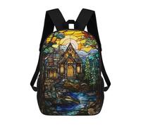 sinyumoney Zaini Stampati 3D Per Bambini, Zaini Alla Moda E Casual Per Ragazzi, Studenti Della Scuola E Del Collegio., The Forest Home, 17"