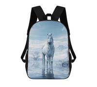 sinyumoney Zaini Stampati 3D Per Bambini, Zaini Alla Moda E Casual Per Ragazzi, Studenti Della Scuola E Del Collegio., Frozen Horse In Ice World, 17"