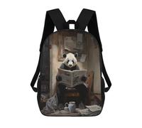 sinyumoney Zaini Stampati 3D Per Bambini, Zaini Alla Moda E Casual Per Ragazzi, Studenti Della Scuola E Del Collegio., Panda Reading Newspaper, 17"