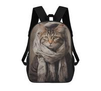sinyumoney Zaini Stampati 3D Per Bambini, Zaini Alla Moda E Casual Per Ragazzi, Studenti Della Scuola E Del Collegio., Cat In A Winter Jacket, 17"