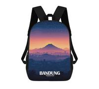 sinyumoney Zaini Stampati 3D Per Bambini, Zaini Alla Moda E Casual Per Ragazzi, Studenti Della Scuola E Del Collegio., Bandung, Indonesia Landscape Illustrazione, 17"