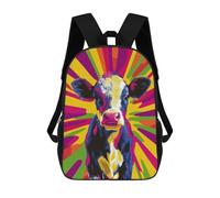 sinyumoney Zaini Stampati 3D Per Bambini, Zaini Alla Moda E Casual Per Ragazzi, Studenti Della Scuola E Del Collegio., Colorful Cow Pop Art Ritratto, 17"