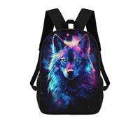 sinyumoney Zaini Stampati 3D Per Bambini, Zaini Alla Moda E Casual Per Ragazzi, Studenti Della Scuola E Del Collegio., Cosmic Fantasy Wolf, 17"