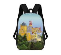 sinyumoney Zaini Stampati 3D Per Bambini, Zaini Alla Moda E Casual Per Ragazzi, Studenti Della Scuola E Del Collegio., Palacio Da Pena Portogallo, 17"