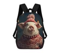 sinyumoney Zaini Stampati 3D Per Bambini, Zaini Alla Moda E Casual Per Ragazzi, Studenti Della Scuola E Del Collegio., Festive Swine Chic, 17"