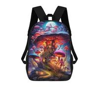 sinyumoney Zaini Stampati 3D Per Bambini, Zaini Alla Moda E Casual Per Ragazzi, Studenti Della Scuola E Del Collegio., Magic Mushroom House, 17"