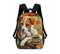sinyumoney Zaini Stampati 3D Per Bambini, Zaini Alla Moda E Casual Per Ragazzi, Studenti Della Scuola E Del Collegio., Dog With Coffee Cup Art, 17"