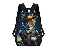 sinyumoney Zaini Stampati 3D Per Bambini, Zaini Alla Moda E Casual Per Ragazzi, Studenti Della Scuola E Del Collegio., Mafia Cat, 17"