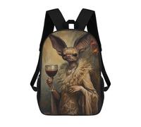 sinyumoney Zaini Stampati 3D Per Bambini, Zaini Alla Moda E Casual Per Ragazzi, Studenti Della Scuola E Del Collegio., Gothic Bat Lady With Wine, 17"